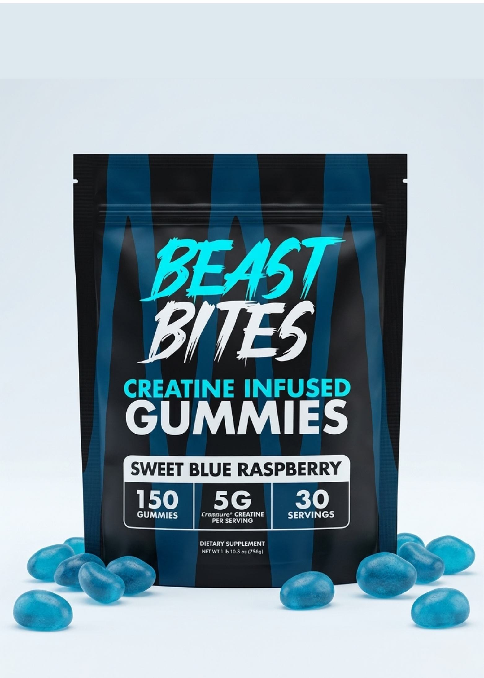 Beast Bites® Gomitas de creatina sabor Blue Raspberry